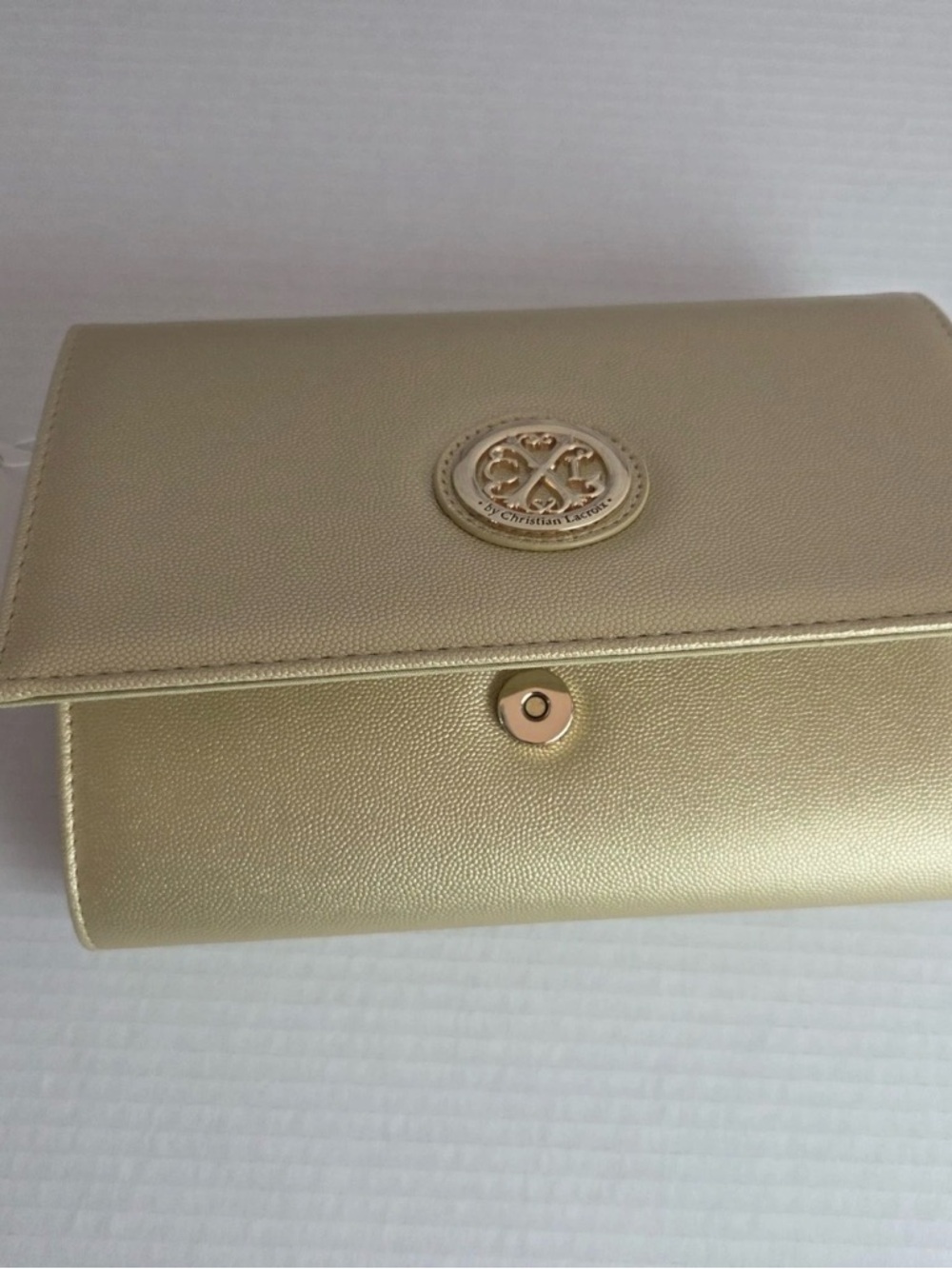Christian Lacroix Metallic Gold Envelope Wristlet Clutch